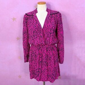 Zadig & Voltaire Dress Women’s Medium Reveal Leopard Print Mini Framboise Pink
